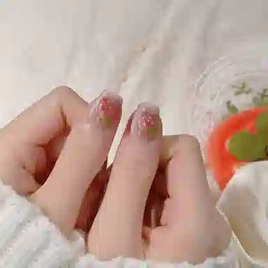 爱鼎琪 立体草莓手工美甲纯欲风日常可爱猫眼假指甲贴片可拆卸短甲  短款粉色晕染