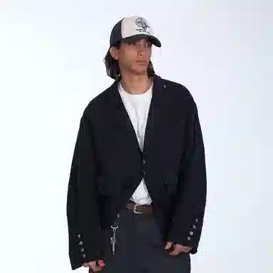 C2H4 Black Washed Blazer