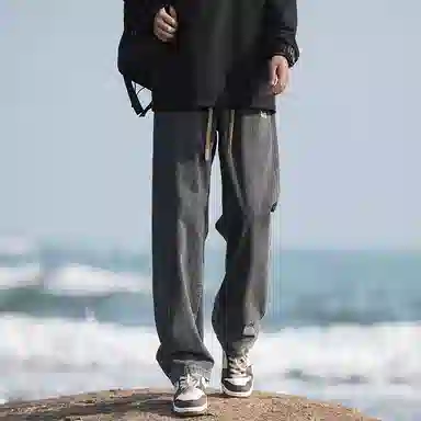 悍戈 美式高街复古潮流宽松直筒休闲百搭长裤牛仔裤 男女同款