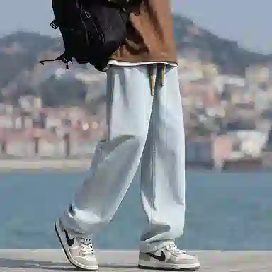 悍戈 美式高街复古潮流宽松直筒休闲百搭长裤牛仔裤 男女同款