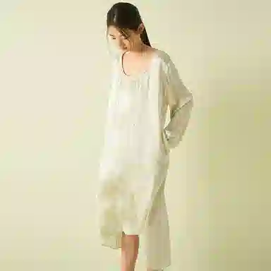 桑罗 长袖简约可外穿纯色睡裙 女款
