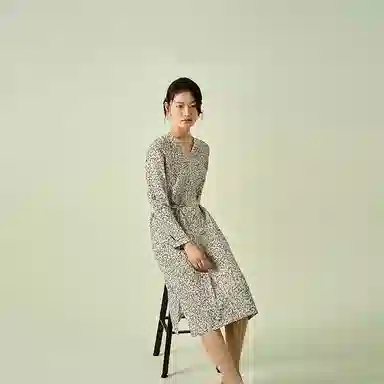 桑罗 迎春花长袖舒适透气极简睡裙 女款