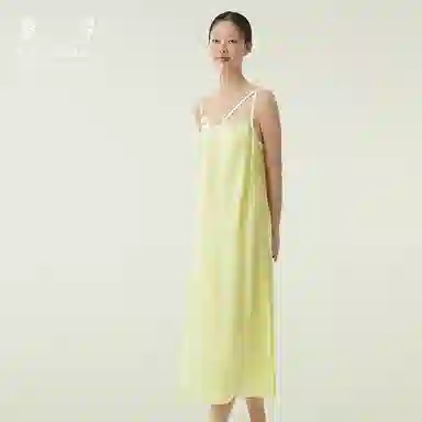 桑罗 简约亲肤舒适凉感可外穿无袖吊带睡裙 女款 陶瓷黄