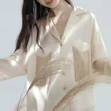 桑罗 真丝睡衣家居套装流苏设计休闲 翻领 可外穿派对家居服 女款