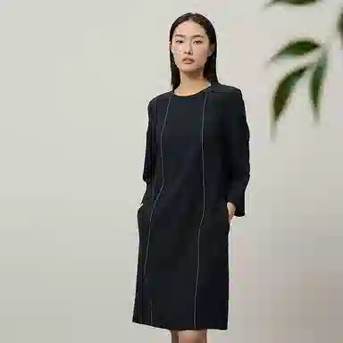 桑罗 哑光可机洗纯净直筒裙长袖睡裙 女款