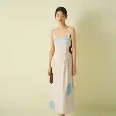 桑罗 真丝轻礼服裙睡裙 女款 美拉德波点