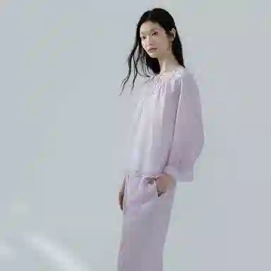 桑罗 丝棉睡衣套装自带胸垫防凸点长袖内衣 女款 礼盒装