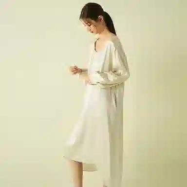 桑罗 长袖简约可外穿纯色睡裙 女款
