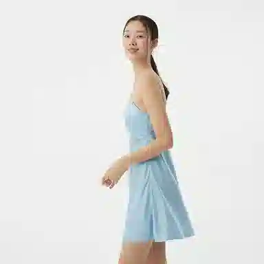 桑罗 纯色透气休闲舒适吊带睡裙 女款 微风蓝