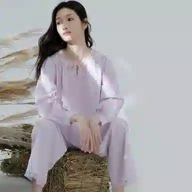 桑罗 丝棉睡衣套装自带胸垫防凸点长袖内衣 女款 礼盒装