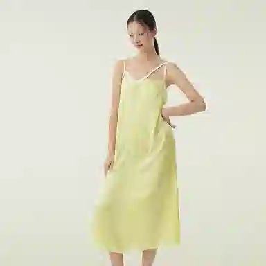桑罗 简约亲肤舒适凉感可外穿无袖吊带睡裙 女款 陶瓷黄