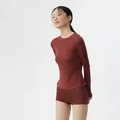 桑罗  秋冬新品本命年真丝针织轻暖美肤打底套装简约呵护显白衬肤新年色个性 圆领 外穿肌底衣家居套装 女款