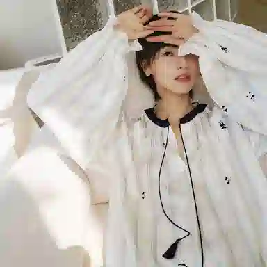 桑罗 熊猫连衣裙印花家居服长袖睡裙 女款 礼盒装