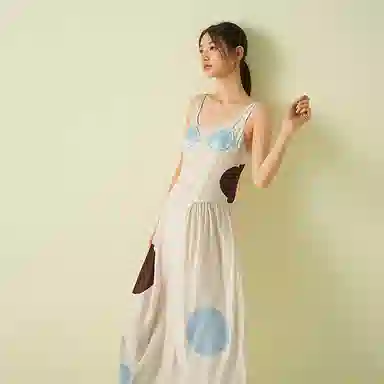 桑罗 真丝轻礼服裙睡裙 女款 美拉德波点