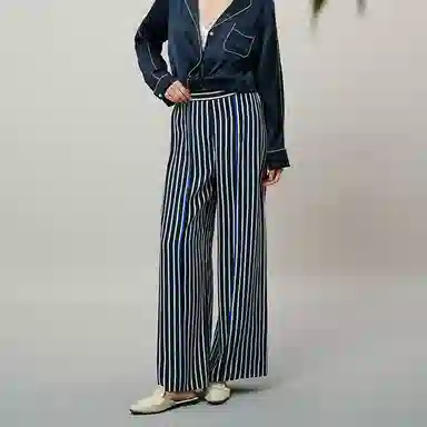 桑罗 桑罗阔腿裤时尚条纹舒适长裤睡裤 男女同款