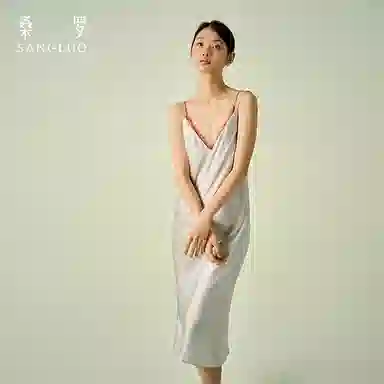 桑罗 真丝法式复古柔软蕾丝拼接无袖睡裙 女款 礼盒装