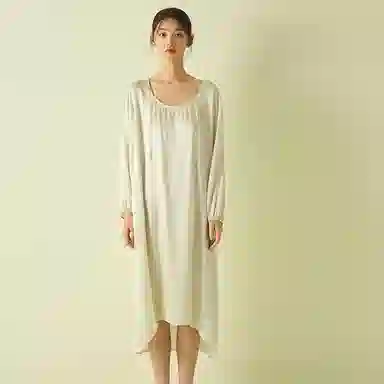 桑罗 长袖简约可外穿纯色睡裙 女款