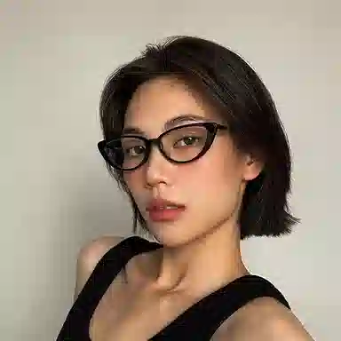 青雉作 好莱坞女王复古小框 欧美倒三角轻量细边镜框 素颜镜 酷酸板材 猫眼 光学镜架 女款 玳瑁色 黑色