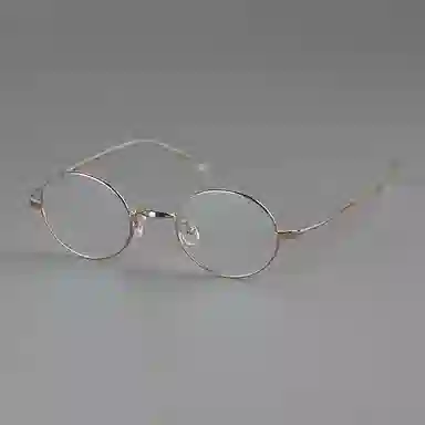 【可配度数】 青雉作 日系金丝边小圆框复古眼镜精致高级感高度近视镜框轻量化小瞳距福音 β钛板材 椭圆形 光学镜架 女款 黑色 金色 银色