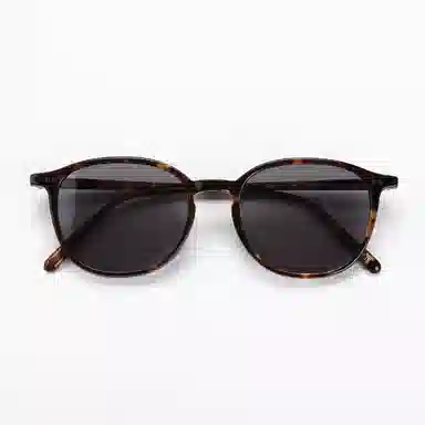 青雉作 英式复古惠灵顿细边墨镜 超轻开车灰色高清偏光镜防紫外线  小脸经典款 板材镜架 椭圆形 太阳眼镜 男女同款情侣款 玳瑁色 豆蔻色