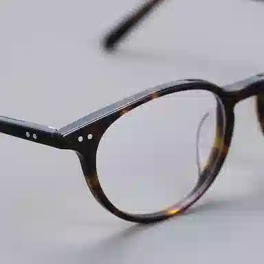 青雉作 日杂高级感扁梨形黑框日式细边猫眼小框复古镜框 弹簧腿不夹头轻量化 板材镜架 椭圆形 光学镜架 男女同款情侣款 深玳瑁色 黑色