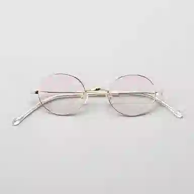 【可配度数】 青雉作 日系金丝边小圆框复古眼镜精致高级感高度近视镜框轻量化小瞳距福音 β钛板材 椭圆形 光学镜架 女款 黑色 金色 银色