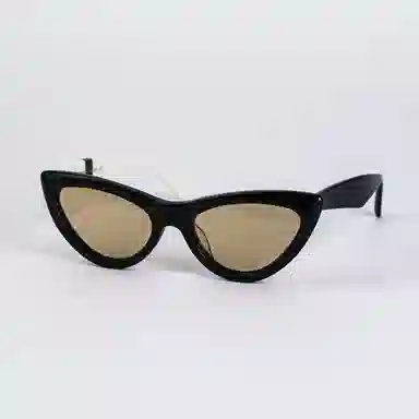 青雉作 欧美倒三角形墨镜 度假高级感熊猫黑白 偏光镜防紫外线 浅色大脸显脸小 板材镜架 猫眼 太阳眼镜 男女同款情侣款 灰色 茶色镜片