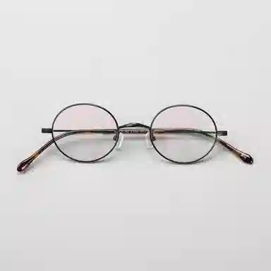 【可配度数】 青雉作 日系金丝边小圆框复古眼镜精致高级感高度近视镜框轻量化小瞳距福音 β钛板材 椭圆形 光学镜架 女款 黑色 金色 银色