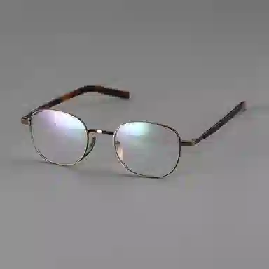 【可配度数】 青雉作 日式精英金丝边设计师小方框高级眼镜超轻近视镜框一体鼻托 纯钛 长方形 光学镜架 男女同款情侣款 古金 古银 日本金