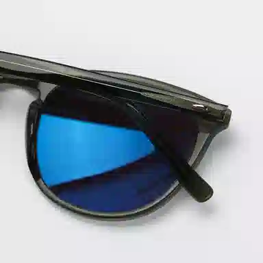 青雉作 日式经典 中性方框复古墨镜 偏光镜片防紫外线 开车驾驶镜 宽脸不夹脸 方形 太阳眼镜 男女同款情侣款 玳瑁色 千岁绿