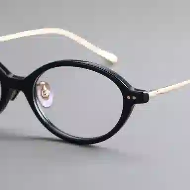 【可配度数】 青雉作 日杂高级感文艺书呆子眼镜日系时尚眼镜框高弹力不夹脸贝母鼻托 β钛板材 椭圆形 光学镜架 女款 玳瑁色日本灰黑色