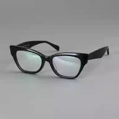 青雉作 欧美大框倒梯形复古素颜 板材镜架 蝶形 光学眼镜 女款 黑色