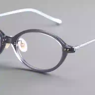 【可配度数】 青雉作 日杂高级感文艺书呆子眼镜日系时尚眼镜框高弹力不夹脸贝母鼻托 β钛板材 椭圆形 光学镜架 女款 玳瑁色日本灰黑色