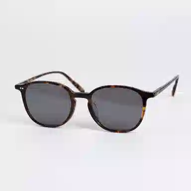 青雉作 英式复古惠灵顿细边墨镜 超轻开车灰色高清偏光镜防紫外线  小脸经典款 板材镜架 椭圆形 太阳眼镜 男女同款情侣款 玳瑁色 豆蔻色