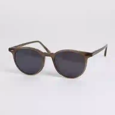 青雉作 少年感美式复古灰色墨镜波士顿细边超轻圆框 防紫外线偏光镜片开车驾驶镜 圆形 太阳眼镜 男女同款情侣款 玳瑁色 豆蔻色