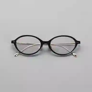 【可配度数】 青雉作 日杂高级感文艺书呆子眼镜日系时尚眼镜框高弹力不夹脸贝母鼻托 β钛板材 椭圆形 光学镜架 女款 玳瑁色日本灰黑色