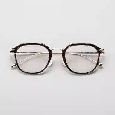 【可配度数】 青雉作 日杂封面款中金高定贝母鼻托镜框小众精致六边形超轻量化近视眼镜 β钛板材 方形 光学镜架 女款 玳瑁色日本灰黑色