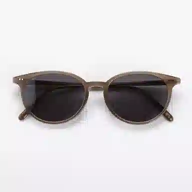 青雉作 日式扁梨形日杂风 微猫眼小众复古墨镜 轻量化细框偏光防眩光防紫外线 板材镜架 椭圆形 太阳眼镜 男女同款情侣款 玳瑁色 豆蔻色