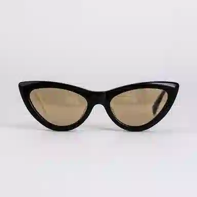 青雉作 欧美倒三角形墨镜 度假高级感熊猫黑白 偏光镜防紫外线 浅色大脸显脸小 板材镜架 猫眼 太阳眼镜 男女同款情侣款 灰色 茶色镜片