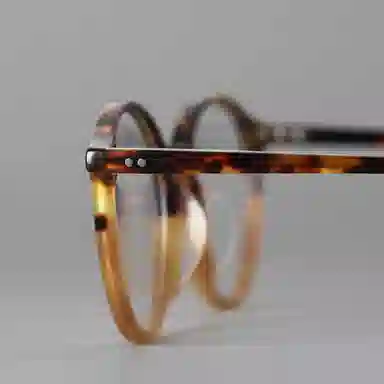 青雉作 日式小众复古波士顿框型 文艺近视镜框 手工轻量化轻盈 细框超轻双拼色 板材镜架 圆形 光学眼镜 男女同款情侣款 焦糖玳瑁色 杏色