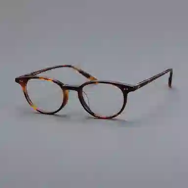 青雉作 日式时髦扁梨形猫眼 复古简约细边 近视大脸显小 轻量化精致感 板材镜架 椭圆形 光学镜框 男女同款情侣款 玳瑁色 豆蔻色