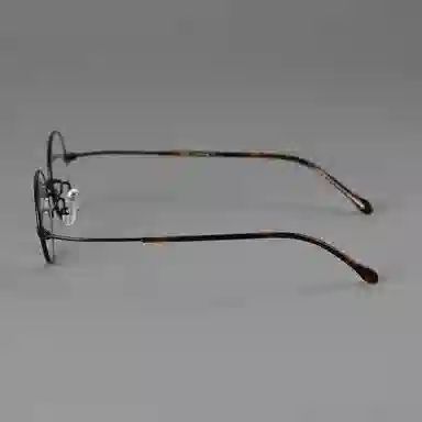 【可配度数】 青雉作 日系金丝边小圆框复古眼镜精致高级感高度近视镜框轻量化小瞳距福音 β钛板材 椭圆形 光学镜架 女款 黑色 金色 银色