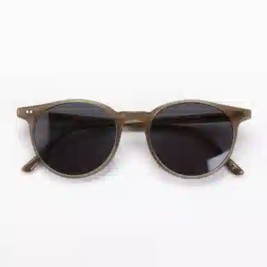 青雉作 少年感美式复古灰色墨镜波士顿细边超轻圆框 防紫外线偏光镜片开车驾驶镜 圆形 太阳眼镜 男女同款情侣款 玳瑁色 豆蔻色