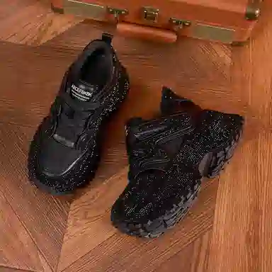 满钻厚底内增高百搭休闲运动户外时尚潮流学院风运动鞋 减震耐磨平衡 低帮 老爹鞋 女款