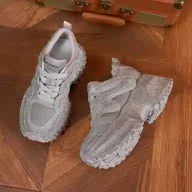 满钻厚底内增高百搭休闲运动户外时尚潮流学院风运动鞋 减震耐磨平衡 低帮 老爹鞋 女款