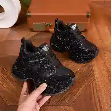 满钻厚底内增高百搭休闲运动户外时尚潮流学院风运动鞋 减震耐磨平衡 低帮 老爹鞋 女款