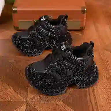 满钻厚底内增高百搭休闲运动户外时尚潮流学院风运动鞋 减震耐磨平衡 低帮 老爹鞋 女款