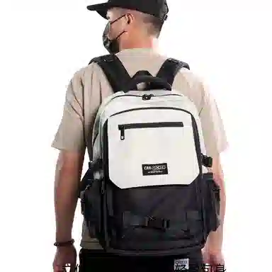 维多利亚旅行者 大容量多功能背包简约轻便时尚潮流短途休闲旅行轻量肩负拼接撞色初高中生大学生书包 涤纶 双肩包 常规 男女同款情侣款 白配黑