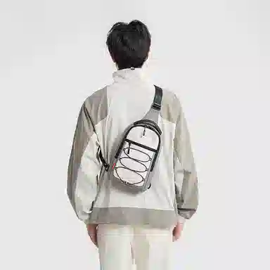 维多利亚旅行者 时尚潮流休闲简约轻便防泼水多功能反光安全条日常出行旅行百搭 涤纶 单肩斜挎胸包 男女同款情侣款 灰色