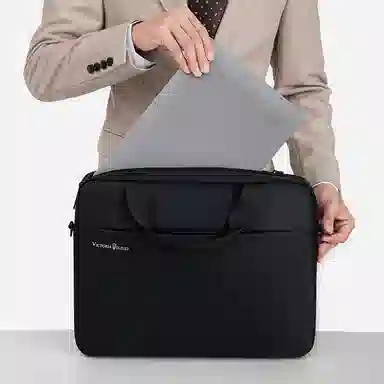 维多利亚旅行者 休闲纯色简约适用华为联想时尚 牛津布 电脑包 常规 男女同款情侣款 黑色